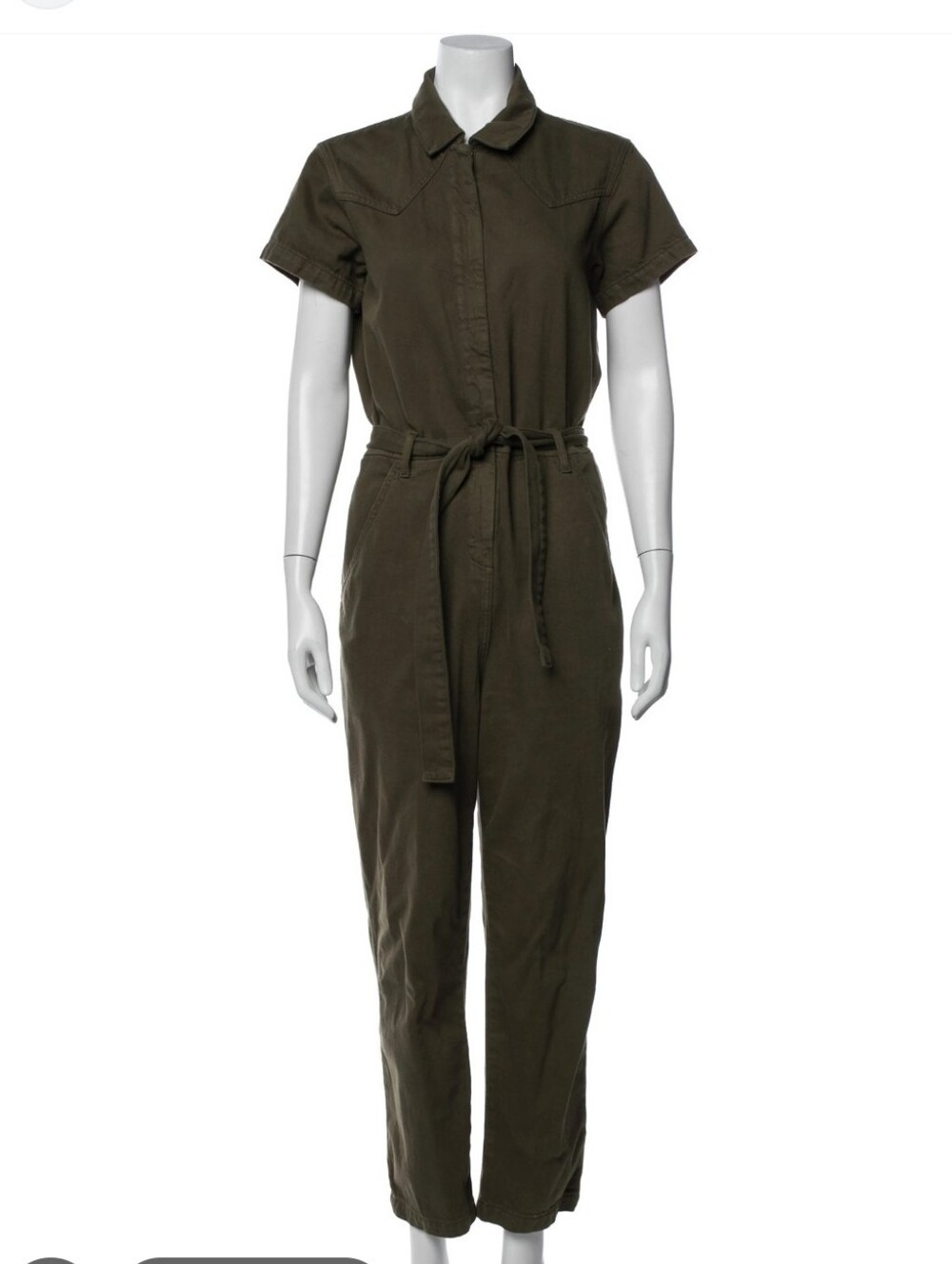 never worn thick cotton Green Short Sleeve Belted Jumpsuit Size S